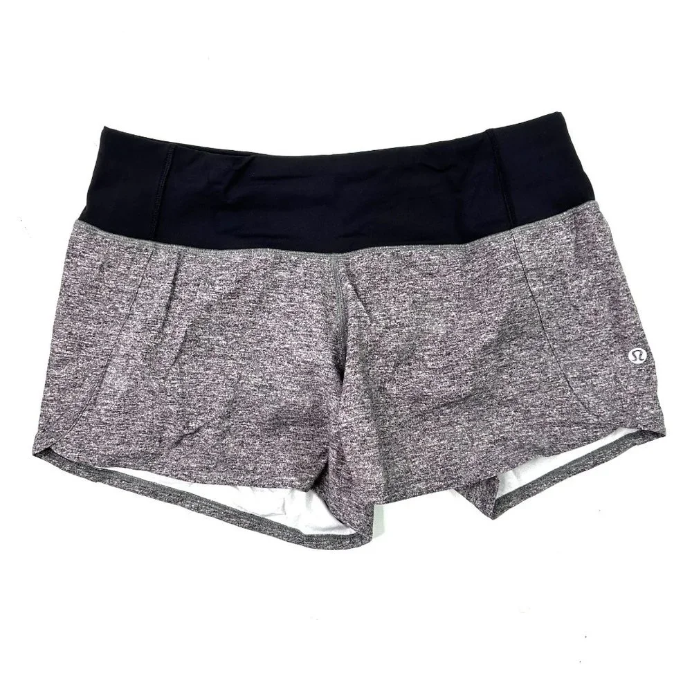 Lululemon Run Speed Up Shorts Womens 4 Heather Gray Black Liner Drawcord Workout - Picture 1 of 11